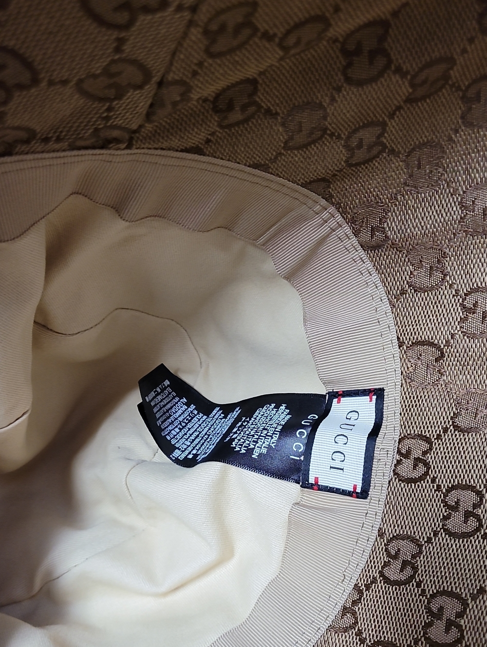 Gucci Beige Monogram Wide-Brim Bucket Hat - Picture 4 of 8